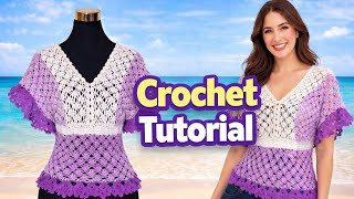 Crochet Lace Top Tutorial ✨ Beginner Friendly Summer Blouse *𝓛𝓮𝓼𝓼𝓸𝓷 𝟣45*