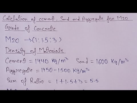 How to calculate Cement Sand and Aggregate for M20 concrete | cement sand aggregate calculation |