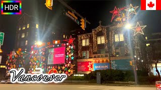 🇨🇦🎄【HDR 4K】Vancouver Christmas Walk - Burrard Street in Downtown (November, 2021)