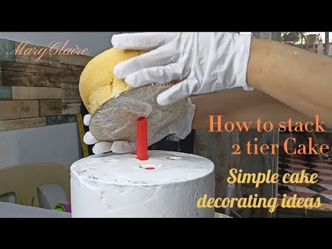 How to stack 2 tier cake | Cake decorating ideas