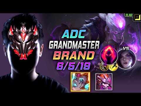 GrandMaster Brand ADC vs Kai'Sa - 천상계 장인 원딜 브랜드 템트리 룬 리안드리 수확 ブランド Брэнд 复仇焰魂 布蘭德 - LOL KR 11.10