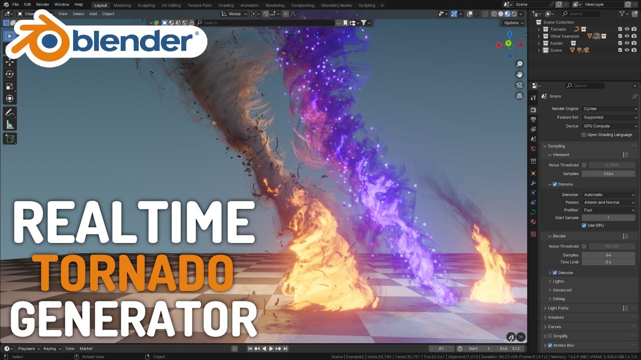 Real-Time Realistic Tornadoes Tool in Blender