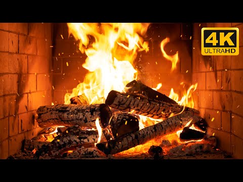 🔥 Kamin u snježnoj kolibi s plamenom i toplom atmosferom za zimske večeri (Fireplace 4K)