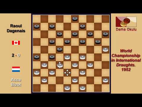 Acca Bizot (NLD) - Raoul Dagenais (CAN). Draughts World Championship. 1952.