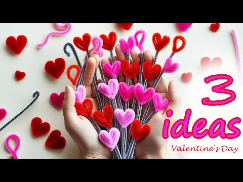 WHICH IDEA DID YOU LIKE THE BEST ❤ 3 ideas for hearts made of pipe cleaner ❤ VALENTINE'S DAY ❤