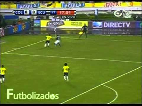 Jugada de peligro de Jefferson Montero. Colombia - Ecuador. Eliminatorias Sudamericanas 2014.