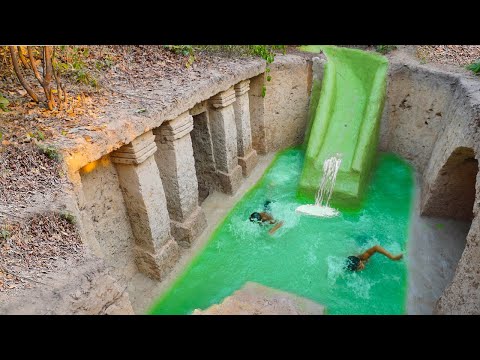 I Build Most Tunnel  Swimming Pool Water Slide To Temple Underground Swimming Pool