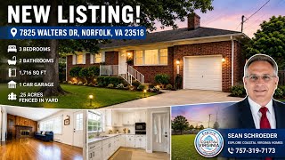 Norfolk Brick Ranch with Huge Fenced Yard | 7825 Walters Dr Norfolk VA .. imagine the possibilities