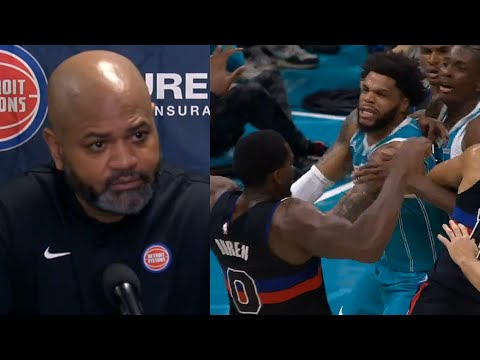 JB Bickerstaff says Hornets crossed the line during huge fight with Pistons 👀