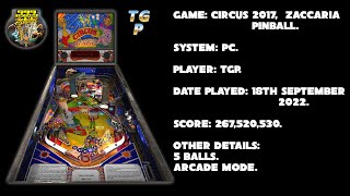 Circus Remake 2017 - Zaccaria Pinball - Arcade mode, 5 balls - 267,520,530 points.