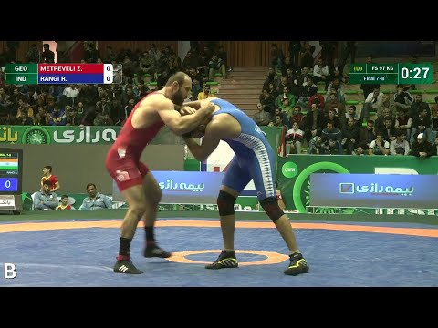 Final 7-8 FS - 97 kg: Z. METREVELI (GEO) df. R. RANGI (IND), 8-0