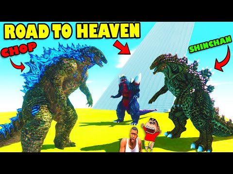 ROAD TO HEAVEN DEATH RUN vs EVERY GODZILLA SHINCHAN & CHOP in ANIMAL REVOLT BATTLE SIMULATOR