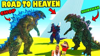 ROAD TO HEAVEN DEATH RUN vs EVERY GODZILLA SHINCHAN &amp; CHOP in ANIMAL REVOLT BATTLE SIMULATOR