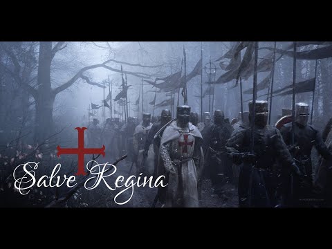 Templars singing and marching in the rain - Salve Regina