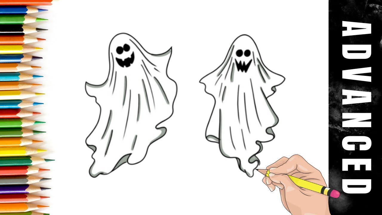 How To Draw A Ghost - KIDS FUNNY Video Tutorial
