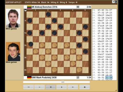 Mark Podolskij vs Aleksej Domchev 2-0.Draughts
