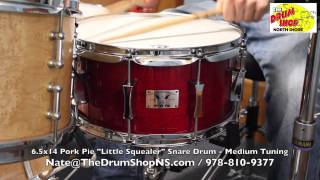Video thumbnail for Pork Pie "Little Squealer" Snare Drum 6.5x14 - The Drum Shop North Shore by Nate Morrison Drums