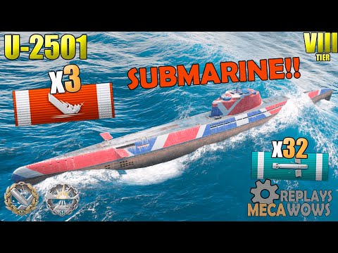Submarine U-2501 3 Kills & 231k Damage | World of Warships Gameplay