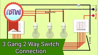 3 Gang 2 Way Switch Connection Wiring.