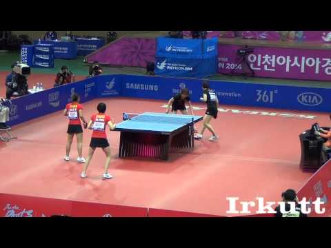 Liu Shiwen / Wu Yang - Chen Meng / Zhu Yuling. 2014 Asian Games.