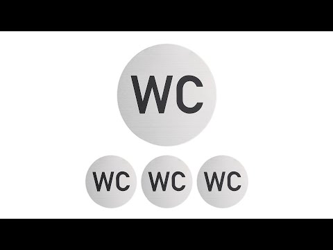 Zelfklevend wc bordje set van 4 zwart - zilver - aluminium - 10 x 10 x 1 cm