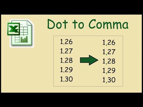 How to replace dots with commas in Excel