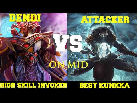 DENDI HIGH SKILL INVOKER VS ATTACKER BEST KUNKKA IN DOTA - MID new PATCH 7.29 !