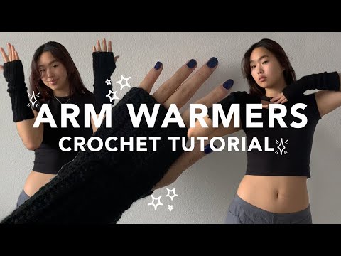 crochet arm warmers/fingerless gloves easy tutorial❄️☕✨ | beginner, winter, christmas gift ideas