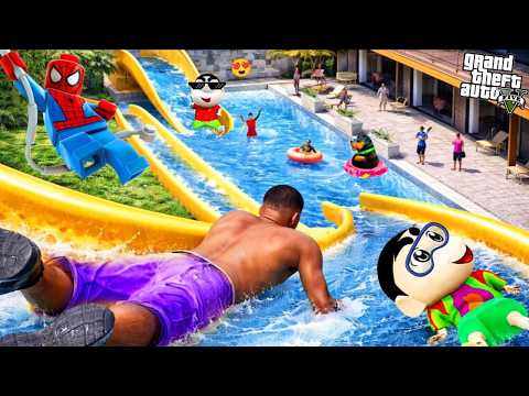 Franklin Buy A Water Slide Park Near Franklin House in GTA 5 || SNAKERIFLE