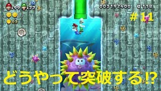 【二人で仲良くマリオU＃11】協力プレイ限定のノーダメ攻略‼