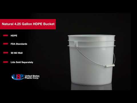 5 Gallon (19 L) White HDPE Plastic, Heavy-Duty (90-mil) Pail w/Metal Handle