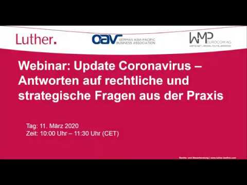 Update Coronavirus - Antworten auf rechtliche und strategische Fragen aus der Praxis1