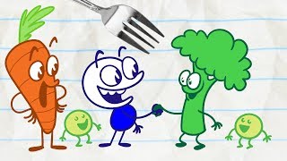 Pencilmiss Loves Veggies! -in- A HARD ACT TO SWALLOW - Pencilmation Cartoons for Kids
