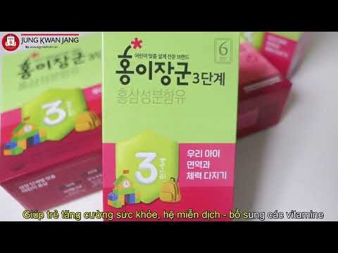 Video Nước Hồng Sâm trẻ Em KGC Jung Kwan Jang Step 3 20ml x 30 Gói