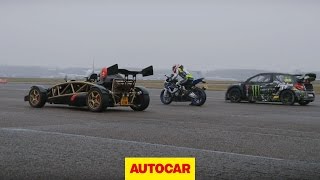 Ariel Atom V8 vs 600bhp rallycross Citroen DS3 vs BMW HP4 superbike drag race - autocar.co.uk