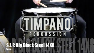 Video thumbnail for Tama S.L.P. Big Black Steel 14X8 Snare Drum by Timpano-percussion
