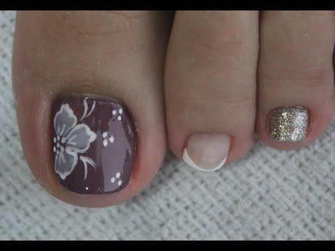 DISEÑO DE UÑAS PARA PIES FLOR Y FRANCES PRINCIPIANTES – FLOWERS NAIL ART – FRENCH NAIL ART – NLC