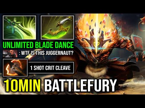 WTF 10Min Battlefury Unlimited Blade Dance 1 Shot Slash Max Agility Speed Juggernaut Dota 2