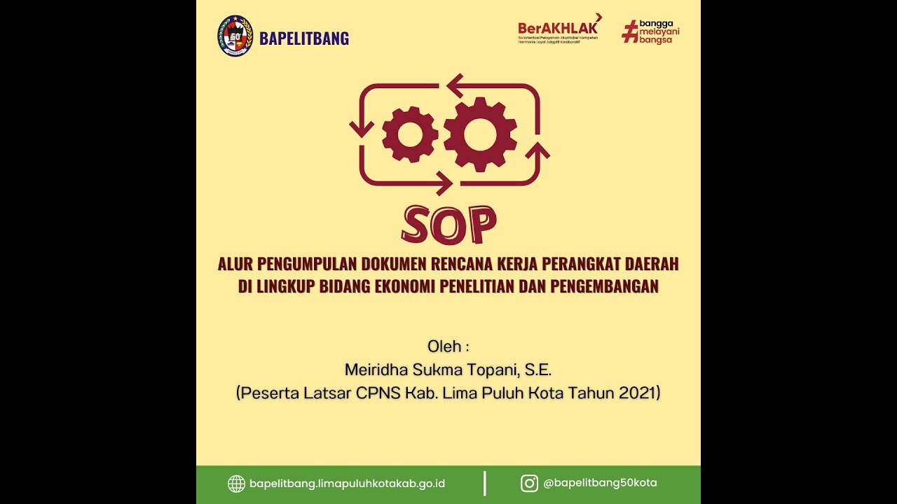 SOP Alur Pengumpulan Dokumen Renja Perangkat Daerah di Lingkup Bidang Ekolitbang
