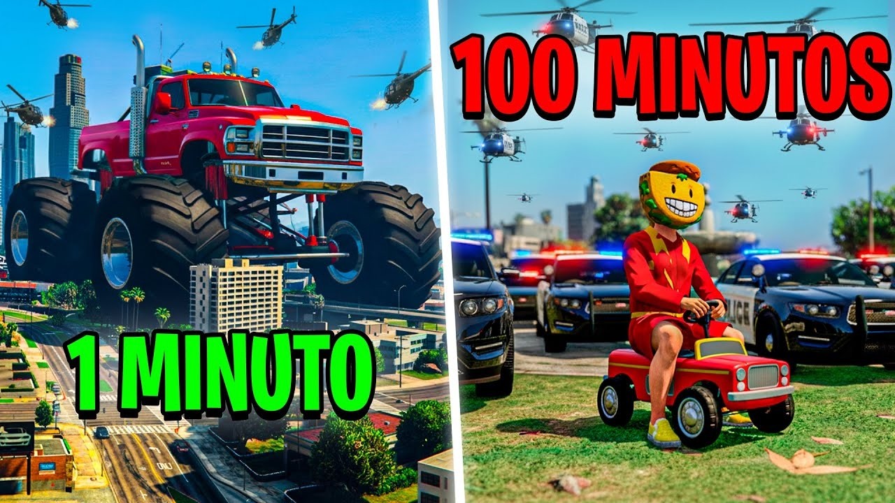 ESCAPANDO de la POLICÍA pero mi COCHE es MAS PEQUEÑO cada MINUTO! - GTA 5 ONLINE