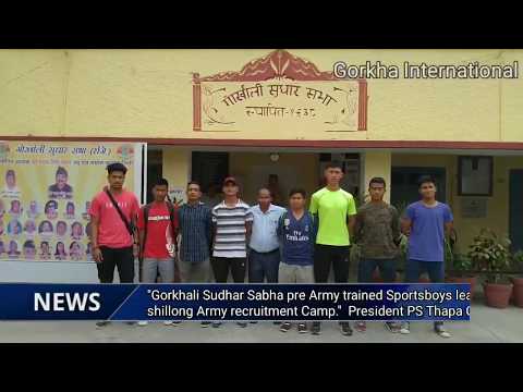 "Gorkhali Sudhar Sabha pre Army trained Sportsboys leave for shillong Army recruitment Camp."  Presi
