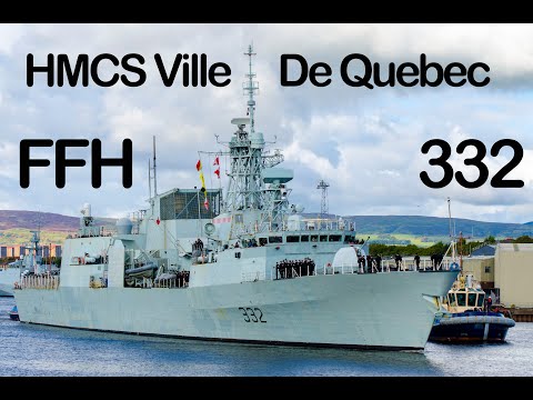 HMCS Ville De Quebec FFH 332 - Halifax Class Frigate arrives KGV Docks Glasgow [4K/UHD]