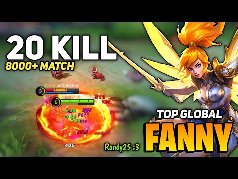 20 KILL! Fanny 8000+ Match Gameplay [ Top Global Fanny Best Build 2021 ] By randy25 :3 - MLBB