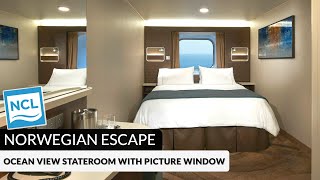 Norwegian Escape | Oceanview Stateroom with Picture Window Full Tour & Review 4K | NCL Cruises