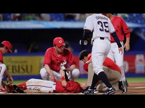 🚨⚾【衝撃の危険球退場】ヤクルト・石原勇輝が退場…広島・勝田成が頭部死球で担架搬送！球場騒然の緊迫事態に😱💥