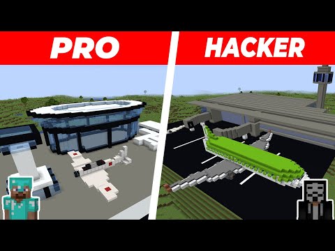 Intense Airport Build Battle: Minecraft PRO vs HACKER!