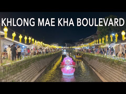 Khlong Mae Kha Boulevard Novo Mercado Noturno à beira do rio em Chiang Mai