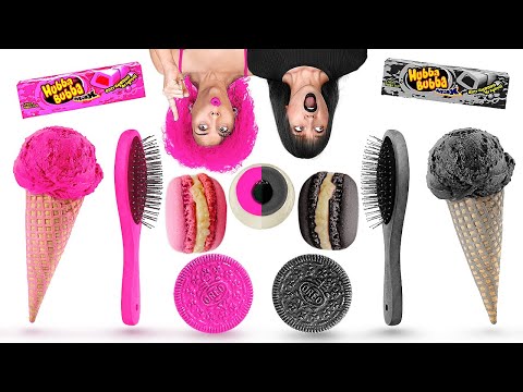 DESAFIO ALIMENTAR: ROSA VS. PRETO! || Alimentos de Uma Só Cor, por 123 GO! GOLD