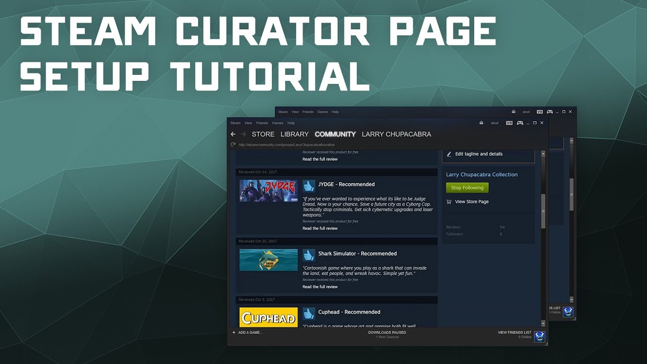 Steam Curator Page  - Setup Tutorial