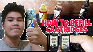 HOW TO REFILL INK CANON CARTRIDGES (TAGALOG) | PG 745s, CL 746s | CANON PIXMA 2570s printer